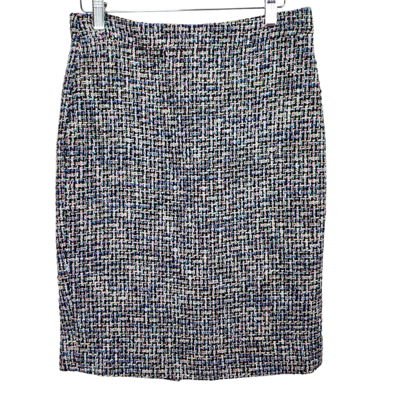 J. Crew Black Rainbow Tweed Metallic Threads No. 2 Pencil Skirt Women's Size 0 - Picture 1 of 10